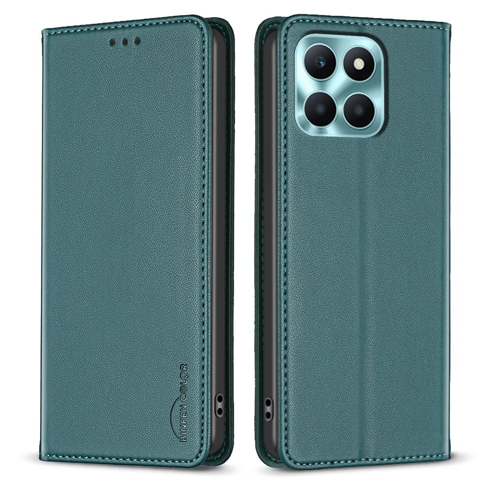 

BINFEN COLOR BF18 Чохол для Honor X6a 4G з тримачем для карток, відкидною підставкою, шкіряна обкладинка для телефону Green