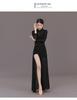 Classical Chinese Dance Cheongsam Costume with High Slit Long Skirt for Art Exams and Practice