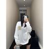 2025 New Arrival: European-Style White Long-Sleeve Women's T-Shirt, Mid-Length Loose Fit, Pure Cotton Base Layer for Autumn/Winter