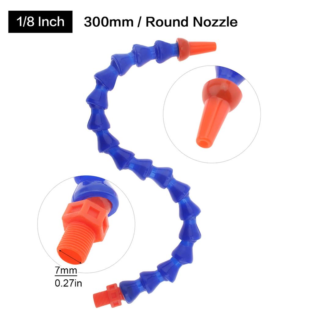 1/2 3/8 1/4'' 300mm 400mm Plastic Flexible Water Oil Coolant Tube Hose with Round Flat Nozzle for CNC Milling Lathe Cooling Pipe
