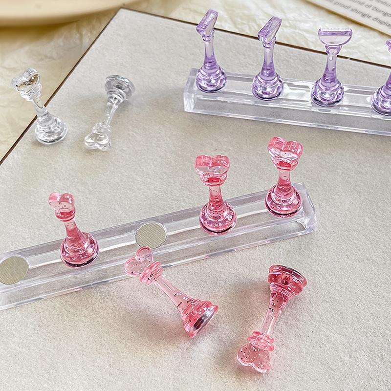 1Pcs Acrylic Nail Stand Tips Holders Chess Shaped Fingernail Diy Magnetic Training Practice Display Manicure Nail Tool For Salon