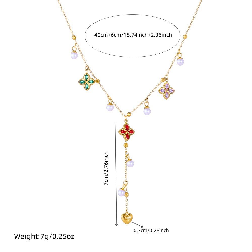 Fashion Colorful Glass Rhinestone Geometric Pendant Strawberry Fruit Gold Y Shape Necklace