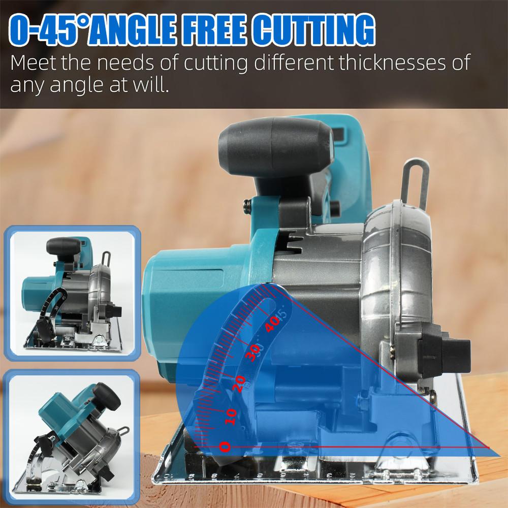 6500r/min Cordless Portable Electric Saw Adjustable Wood Cuttiing Machine Handheld Woodworking Tool Brushless Circular Saw