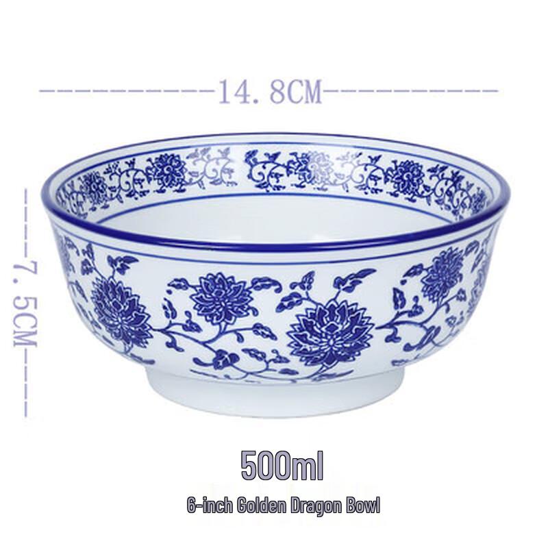 Blue and White Porcelain Noodle Bowl Set