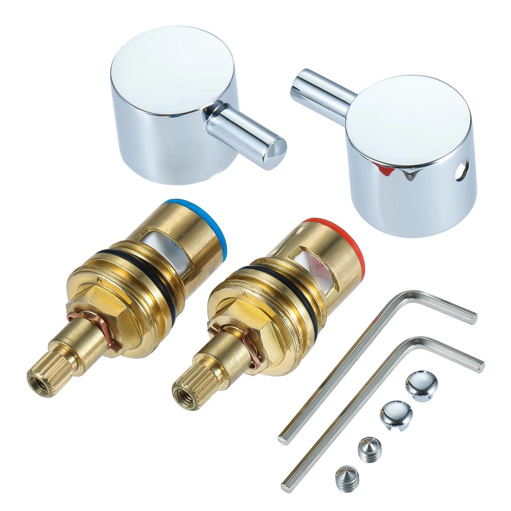 2 Sets Replacement Tap Handle Valve Core 43mm/53mm Manual Switch Faucet Cartridge Disc w/screw Brass Bathroom Faucet Accessory