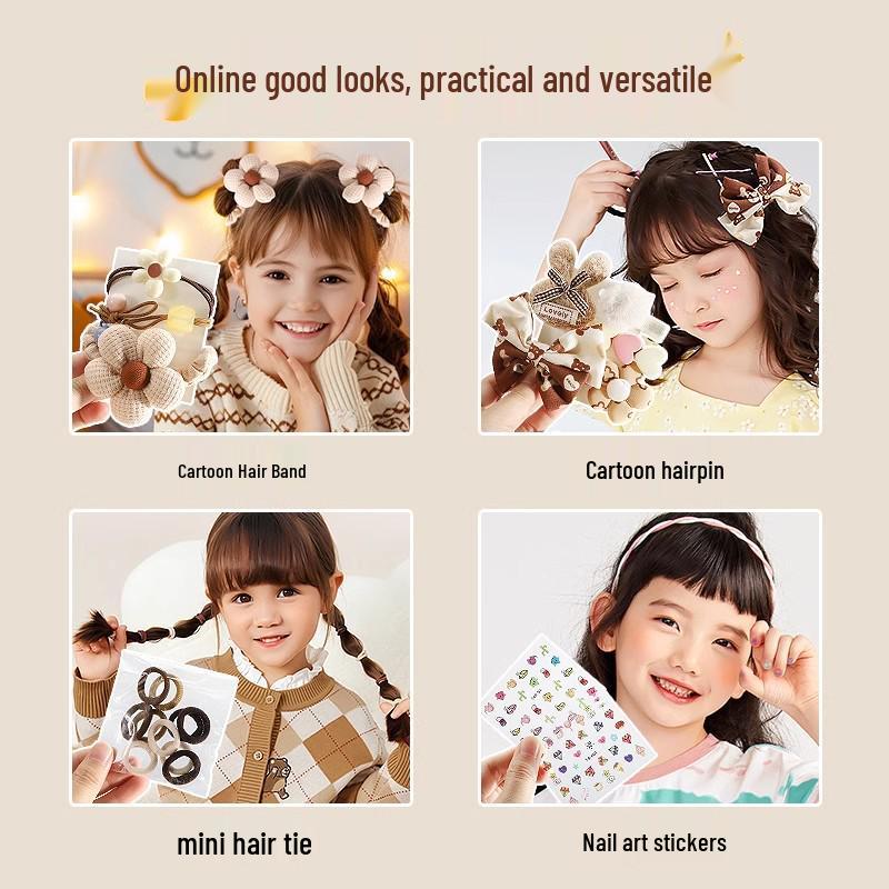 Girls' Jewelry Gift Box: Cartoon Hair Clips, Hair Ties, and Creative Makeup Set
