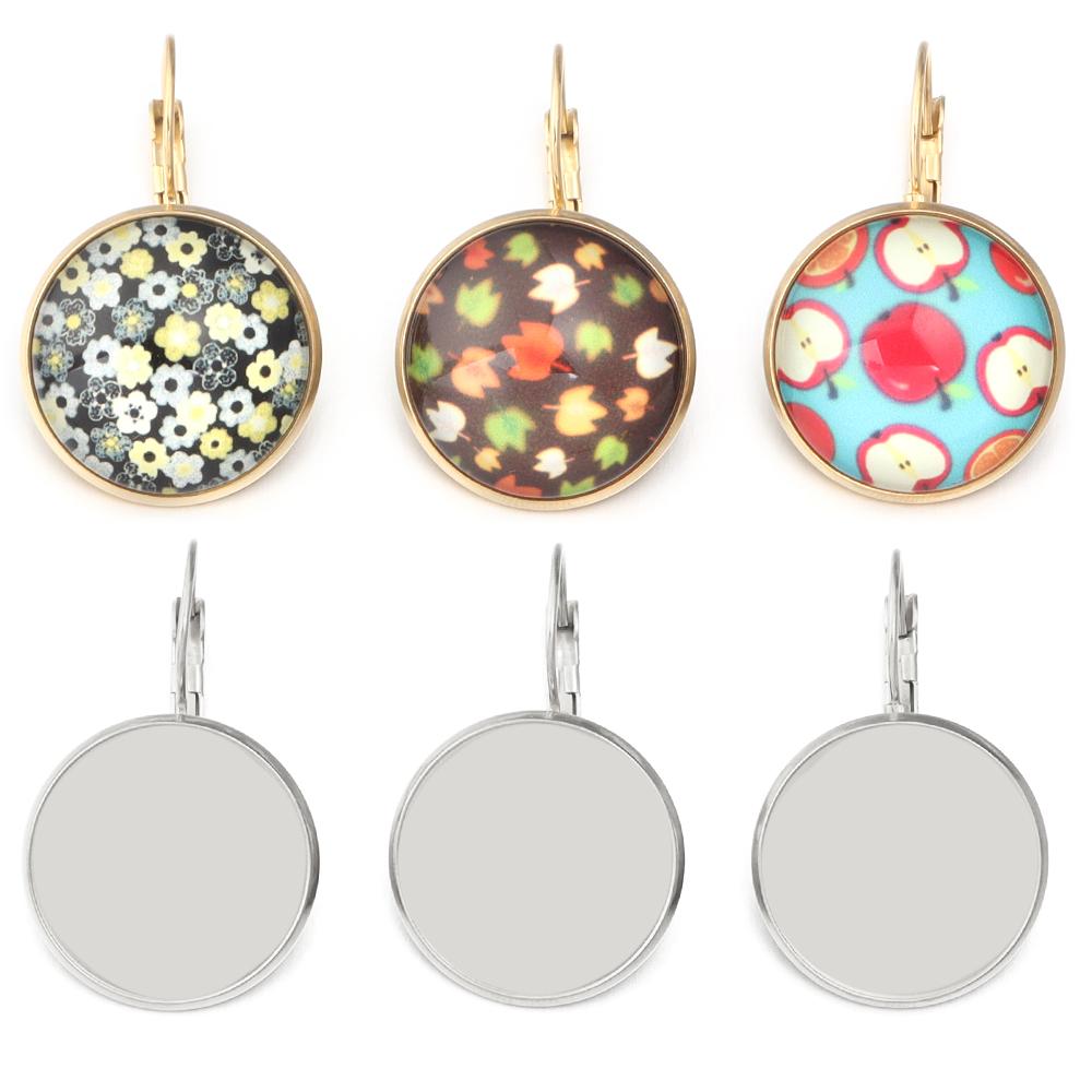 6 szt./partia Stal Nierdzewna Francuskie Kolczyki na Zaczepie Podstawki Pasujące do Kaboszonów Szklanych 8-25 mm, Cameo, Kolczyki DIY Moda Akcesoria