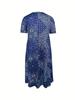 Europäisches & Amerikanisches Sommer Retro Print Mittelhoher Taillenlanger Kleid - Kurzarm, Rundhalsausschnitt, Bequemer Lässiger Stil Pullover