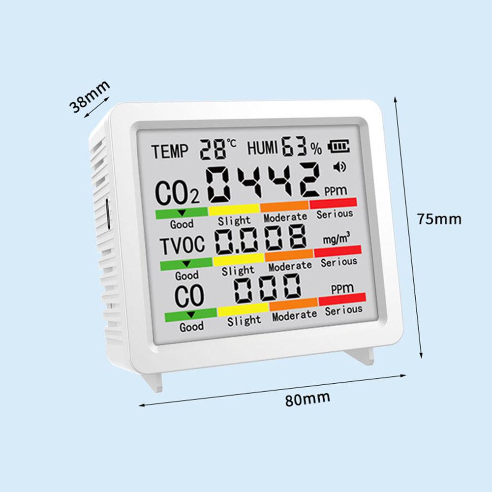5 in 1 air quality detector Temperature Humidity Gauge Meter Monitor CO2,HCHO,TVOC formaldehyde volatile carbon dioxide tester