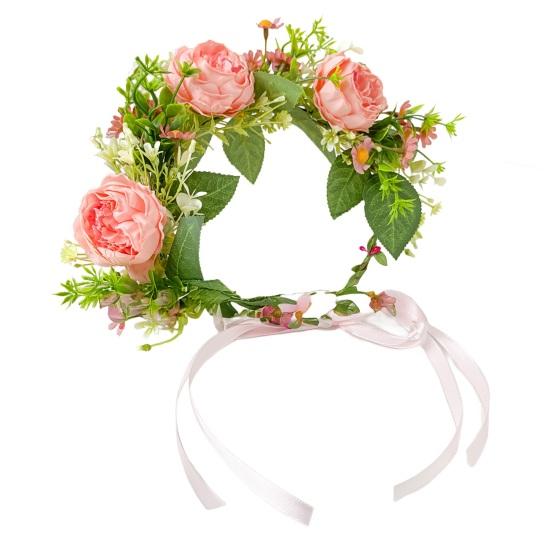 

Bridal Headband Artificial Flower Decor Ribbon Lace-up Garland Wedding Ceremony Headband Weddings Travel Fairy Hair Garland Hair Accessories