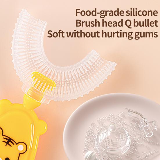 Kids Toothbrush Deeply Cleaning Soft Brush Hair Lightweight Teeth Cleaning U-Shaped Toothbrush