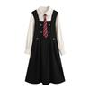 Autumn and winter leave two-piece splicing waist long-sleeved dress teaching interview skirt