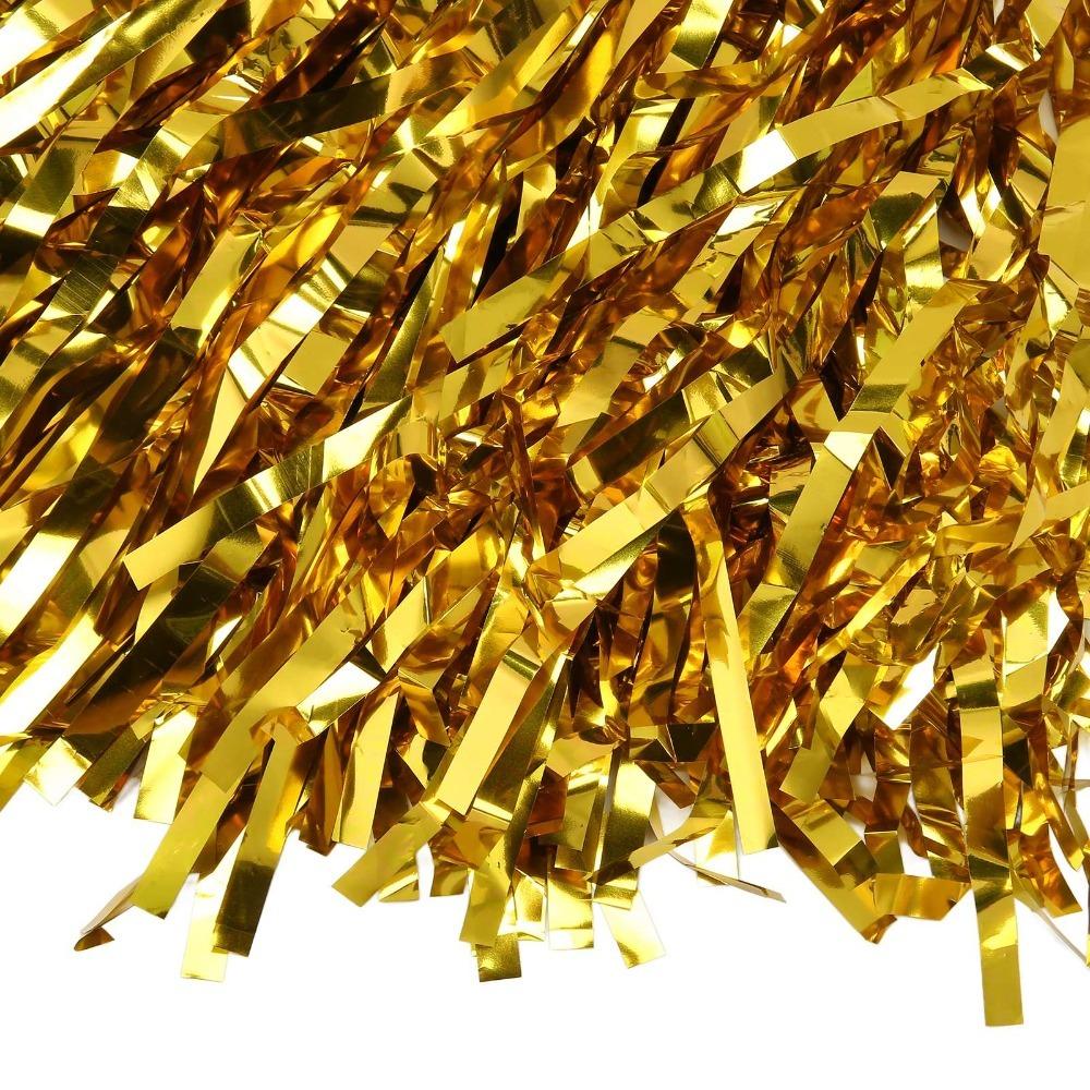20PCS Metallic Foil Cheering Hand Flowers PET Sports Team Pom Poms For Sports Party