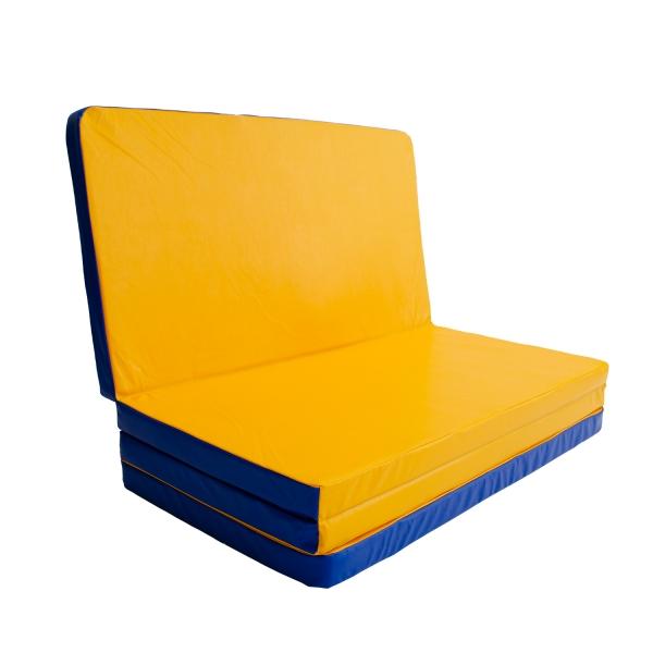 Gymnastikmatte Gamma 200x100x8 vierteilig - blau/gelb