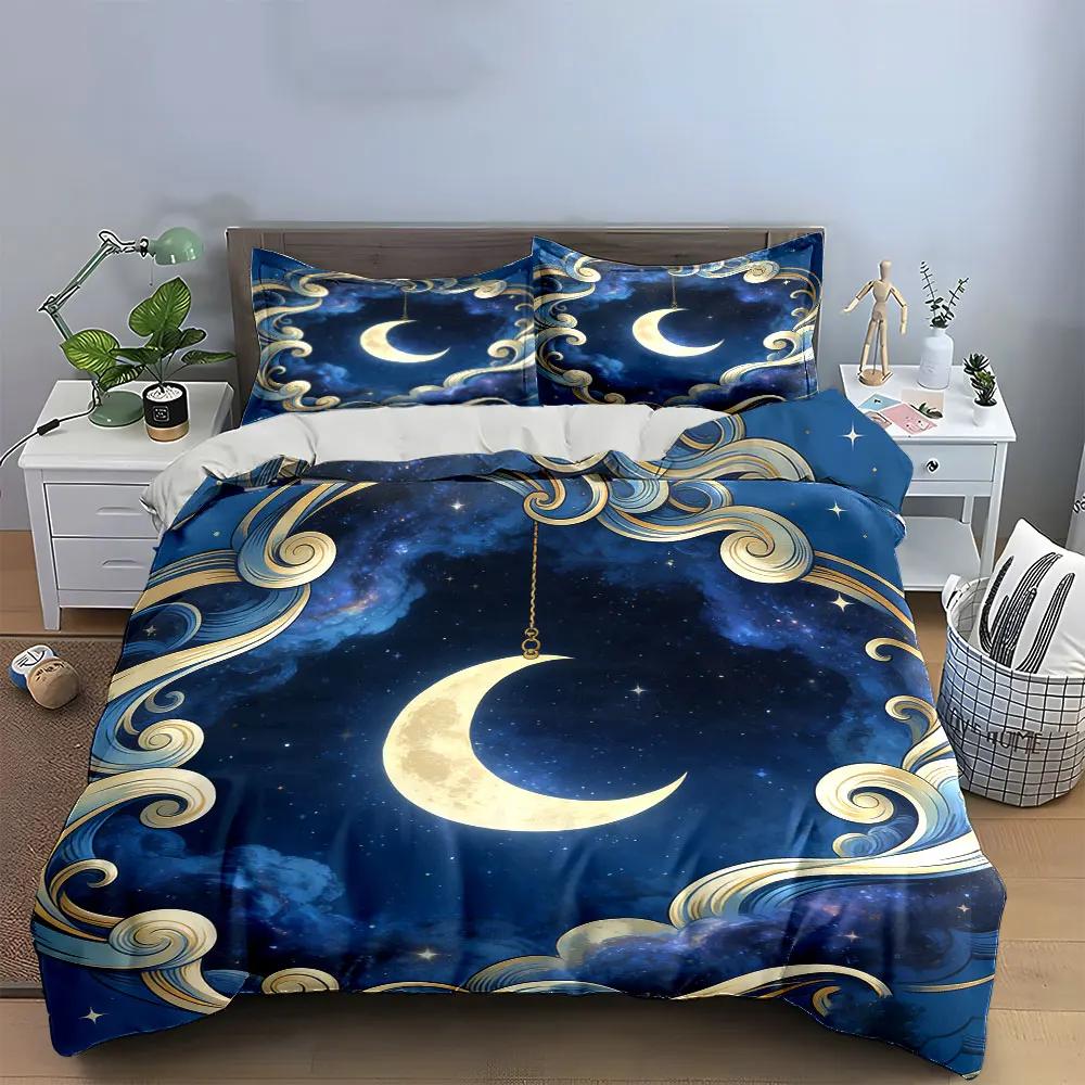 Moonlight Decor Set Night Theme Soft Comfortable Duvet Cover Bedding Set Included 1*Duvet Cover & 2*Pillowcases Gift