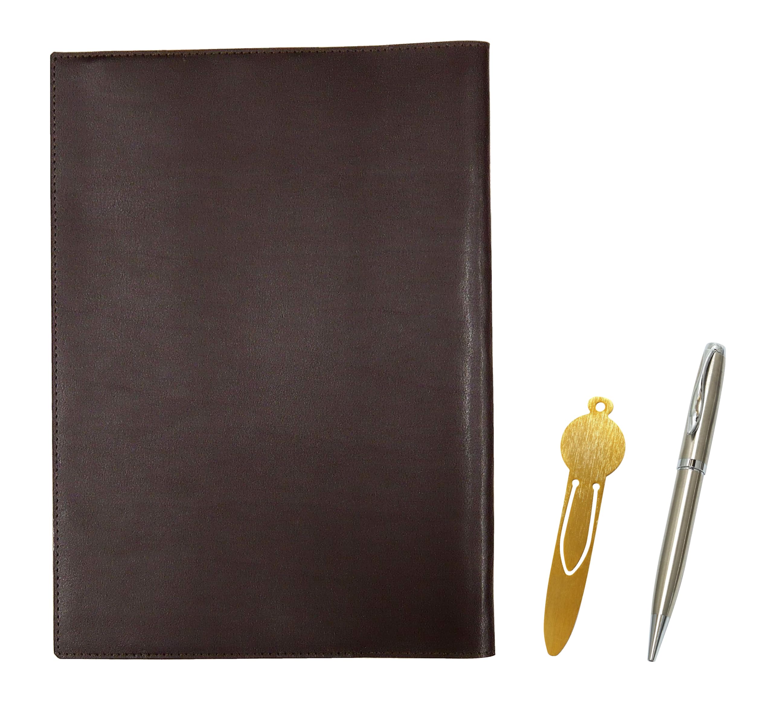

Коричневая обложка для книги и блокнота формата B5 из переработанной коровьей кожи с металлической закладкой и элегантным набором серебристых шариковых ручек с поворотным механизмом (T23-NKK01-B5-005C-LF01CB)
