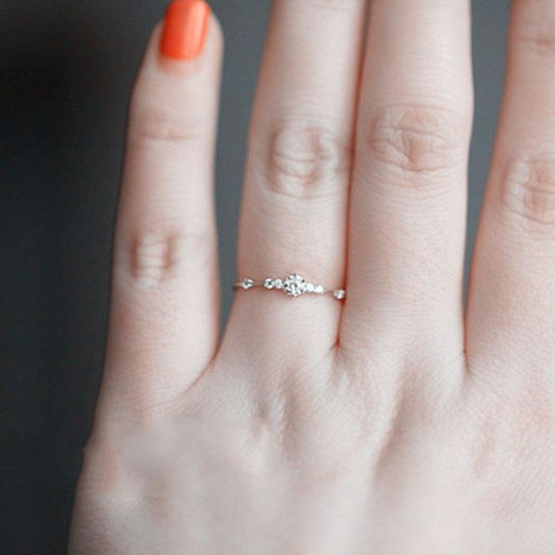 Premium Quality Women Simple Elegant Mini Crystal Eternity Engagement Ring
