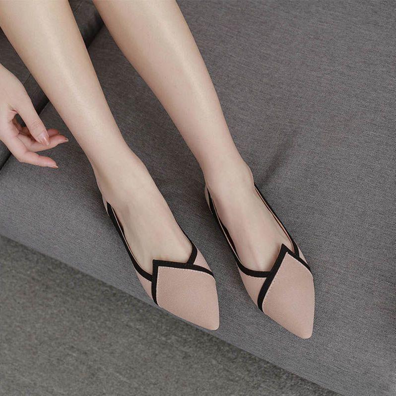 Fashion Women's Flat Shoes Evening Pink Pointed Toe Slip-on Ladies Footwear Popular Luxury Brand Elegant and Fashionable Spring Young A