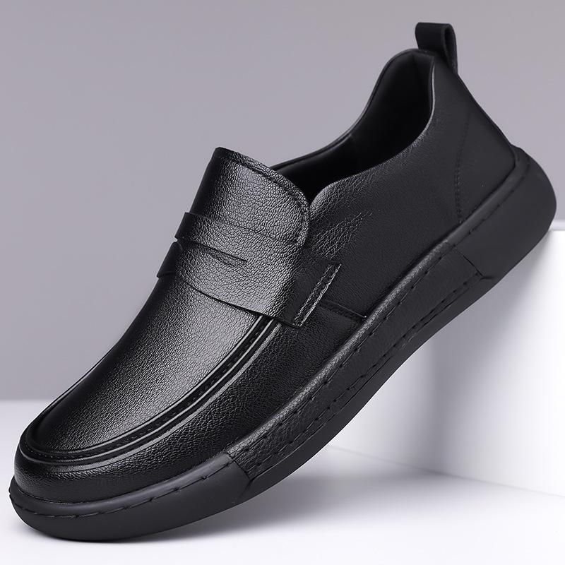 Fashion Spring Autumn Solid Color Loafers Men Fashion Casual Soft Sole Leather Shoes Male Wear-resisting New Designer Dress Shoes Man