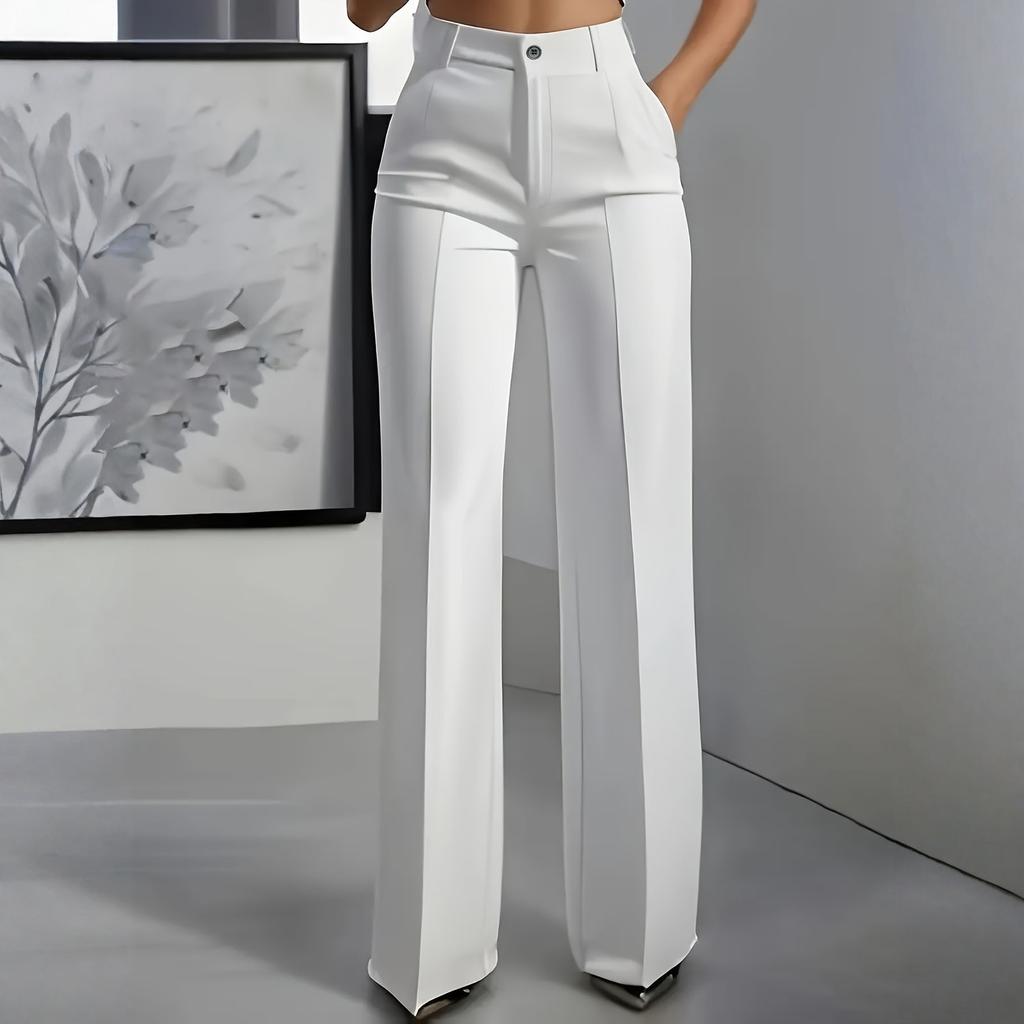 Women's Solid Color High Waist Hanging Straight Tube  Suit Pants For Women