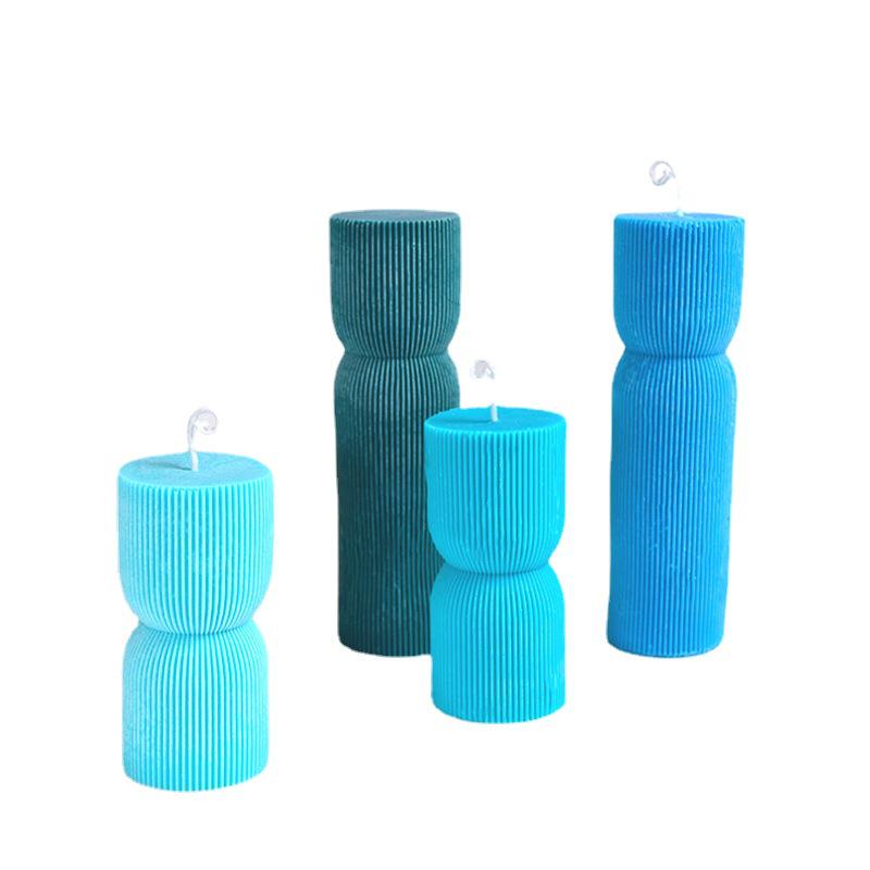 Korean Geometric Vertical Stripe Cylinder Candle Silicone Mold for Creative Cake Decoration.