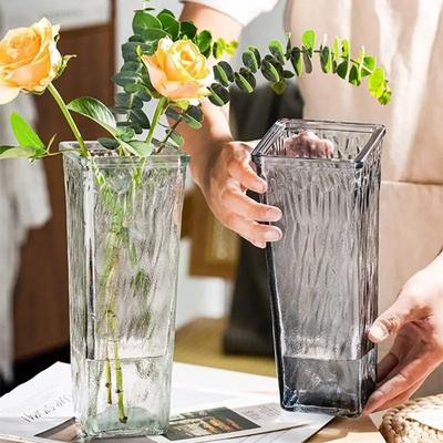 Kreative transparente Vase, einfache quadratische Glasvase, Blumenaufbewahrung, Hydrokultur-Blumengerät, nordische Wohnzimmerdekoration