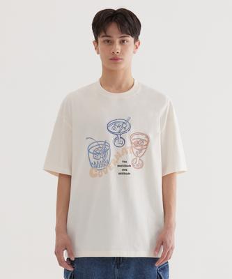 Cool Cotton Kitsch Cocktail Graphic T-Shirt Ivory