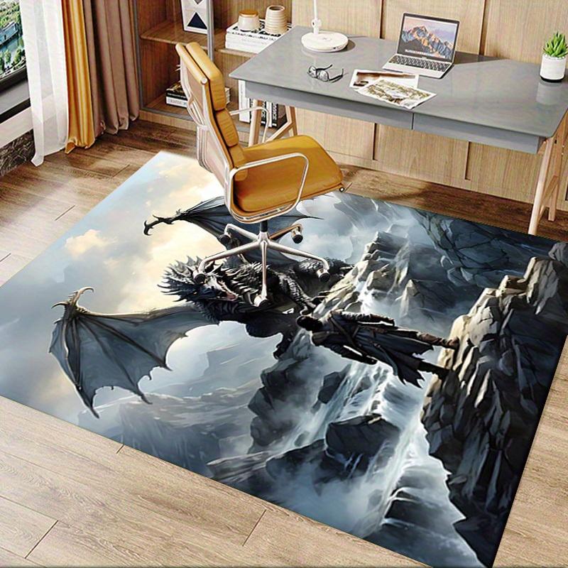Office Carpet - Fantasy Dragon and Warrior Pattern Carpet, Used To Protect Sofas and Chairsc111