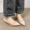 Fashion Rivet Slip Non-Slip Low Heel Single Shoes Autumn New Pointed Toe Shallow Mouth Soft Sole Inside Heightener Shoes
