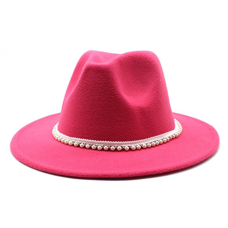 Autumn And Winter New Ribbon Hepburn Style Broad Brimmed Hat Fashion Flat Brim Top Hat Men And Women Woolen Fedora Hat