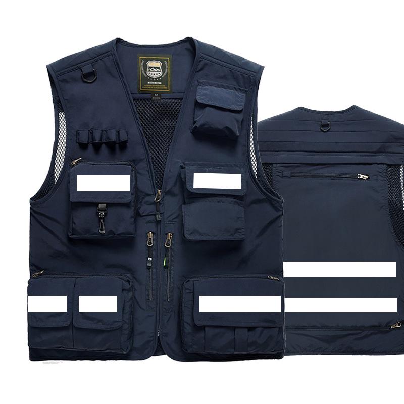 Men's Multi-Pocket Outdoor Fishing Photography Vest, V-Neck Sleeveless Plus Size Workwear 7898 Thin Design