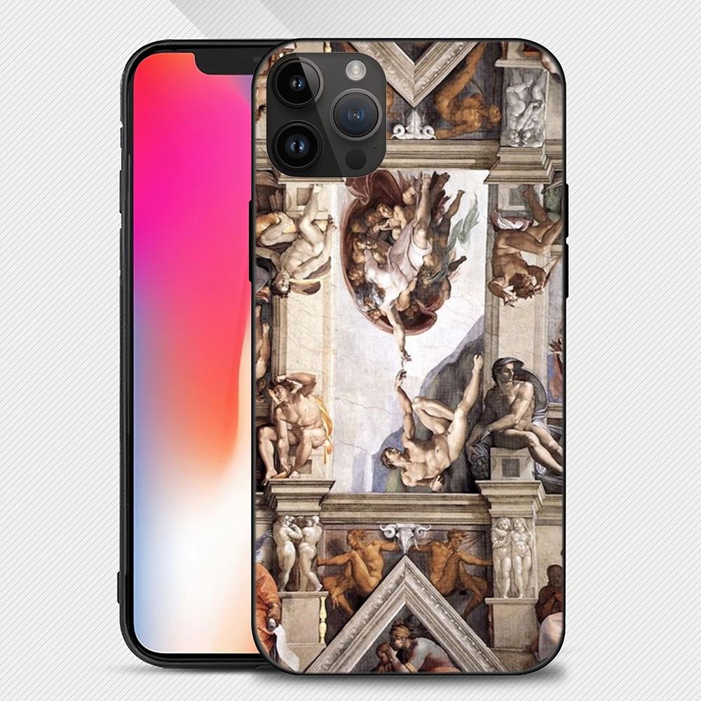 Michelangelo Umělecký Kryt na Telefon iphone15 14 13 12 11 Pro Max Mini X 7 8 Měkký Kryt