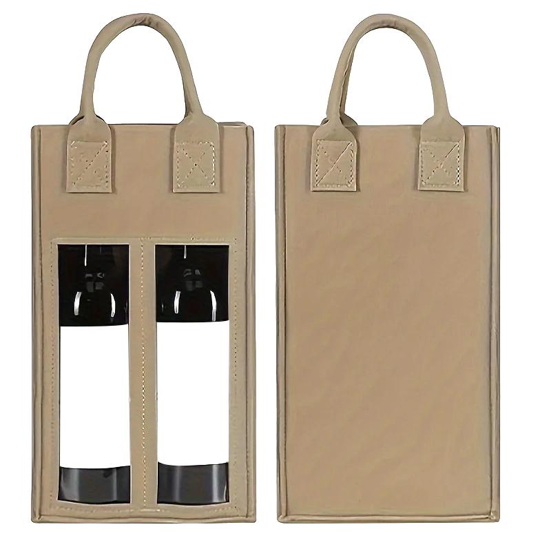 1 Stück Filz Rotwein Handtasche Wein Geschenkbox mit Fenster Doppel Flasche Champagner Verpackungstaschen Hochzeitsgeschenke für Gäste