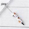 Smooth Writing Beaded Pens Halloween Rhinestone Beadable Pen, DIY Sparkly Cat Pumpkin Ghost Plastic Handmade Gift Glitter Black Ink Ballpoint Pen for