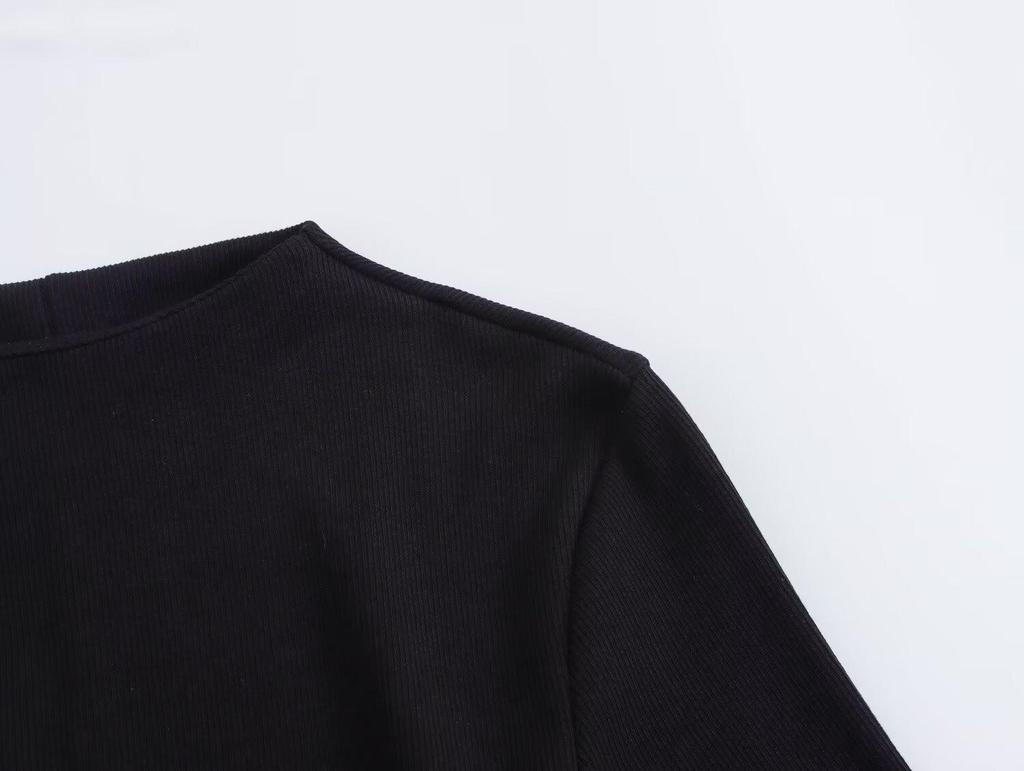 Autumn 2024 Women's European & American Style Poplin Short Sleeve Stand Collar Dress