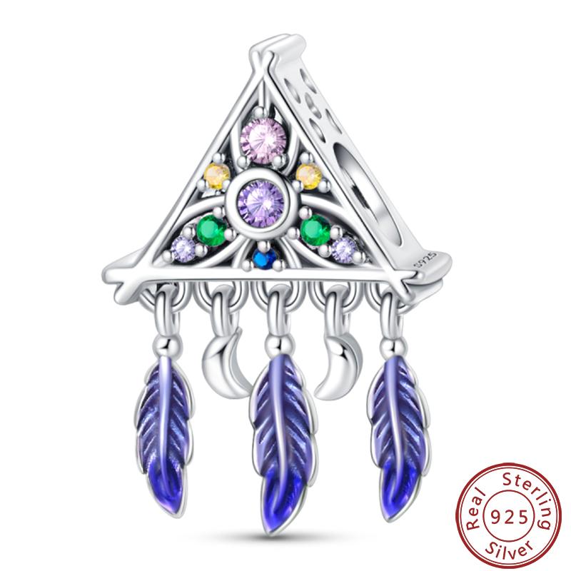 100% Copper Crescent Circular Dreamcatcher Net Lucky Blessing Series Charms Beads 3Mm Diy Fine Jewelry Making