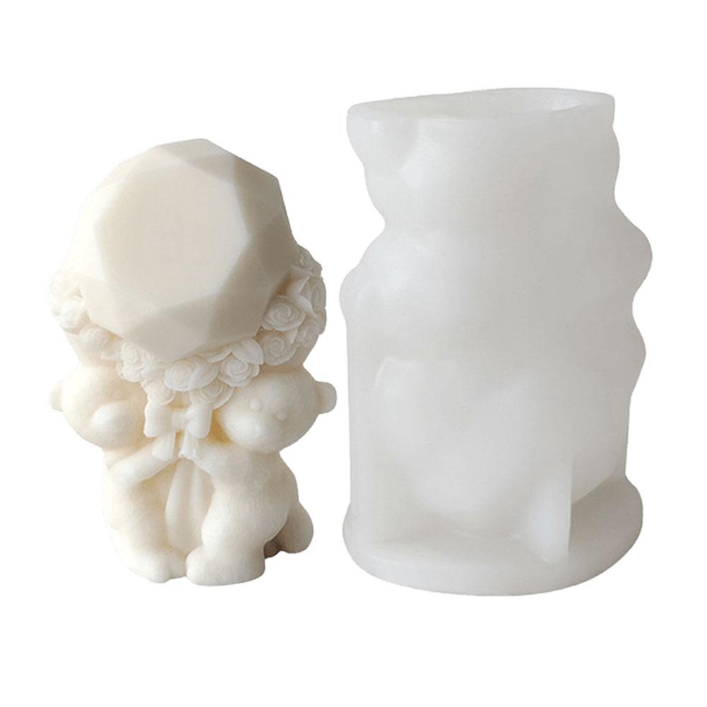 Rosenbär Silikonform Kerze Seife Form Geburtstag Geschenk Seifenform Ornament Muttertagsgeschenk für Hochzeitsgeschenke für Schaufensterdekoration