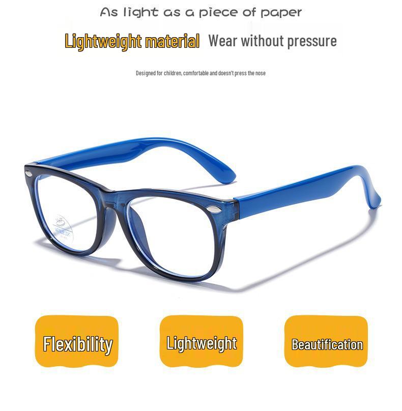 Kids' Color Block Silicone Blue Light Protection Eyeglass Frames - Rivet Design, Lens Compatible.