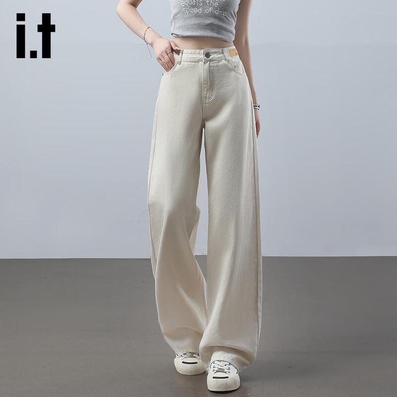 Джинсы из белого денима izzueit с высокой талией и широкими штанинами для женщин M