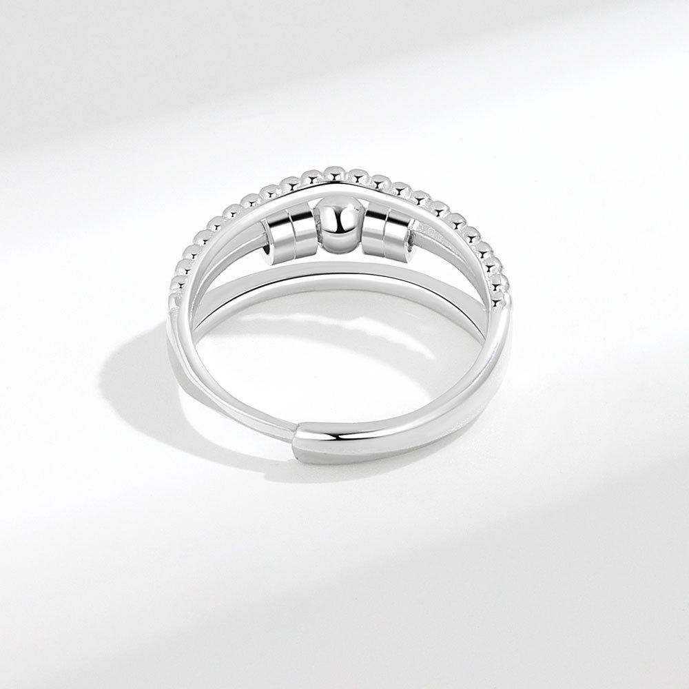 Women Anxiety Relief Ring With Spinning Beads Stress Reducing Fashion Jewelry Gift For Emotional Wellness And Calm