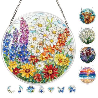 Jigsaw Puzzle Suncatcher, DIY Puzzles Acrylic Sun Catcher, Stained Glass Window Hanging Ornament for Home, Garden Decor, Gift for Women, Mom, Friends