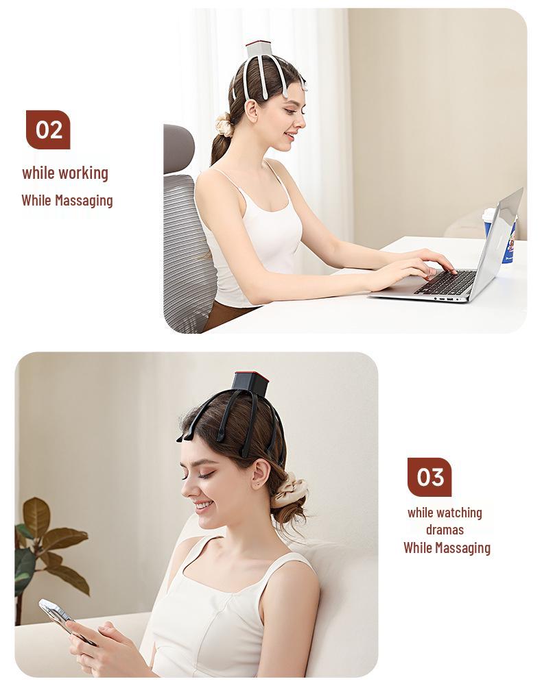 Automatisches Kraken Kopfhautmassagegerät: Kopfvibration, Reinigung, Entspannung und Einschlafhilfe