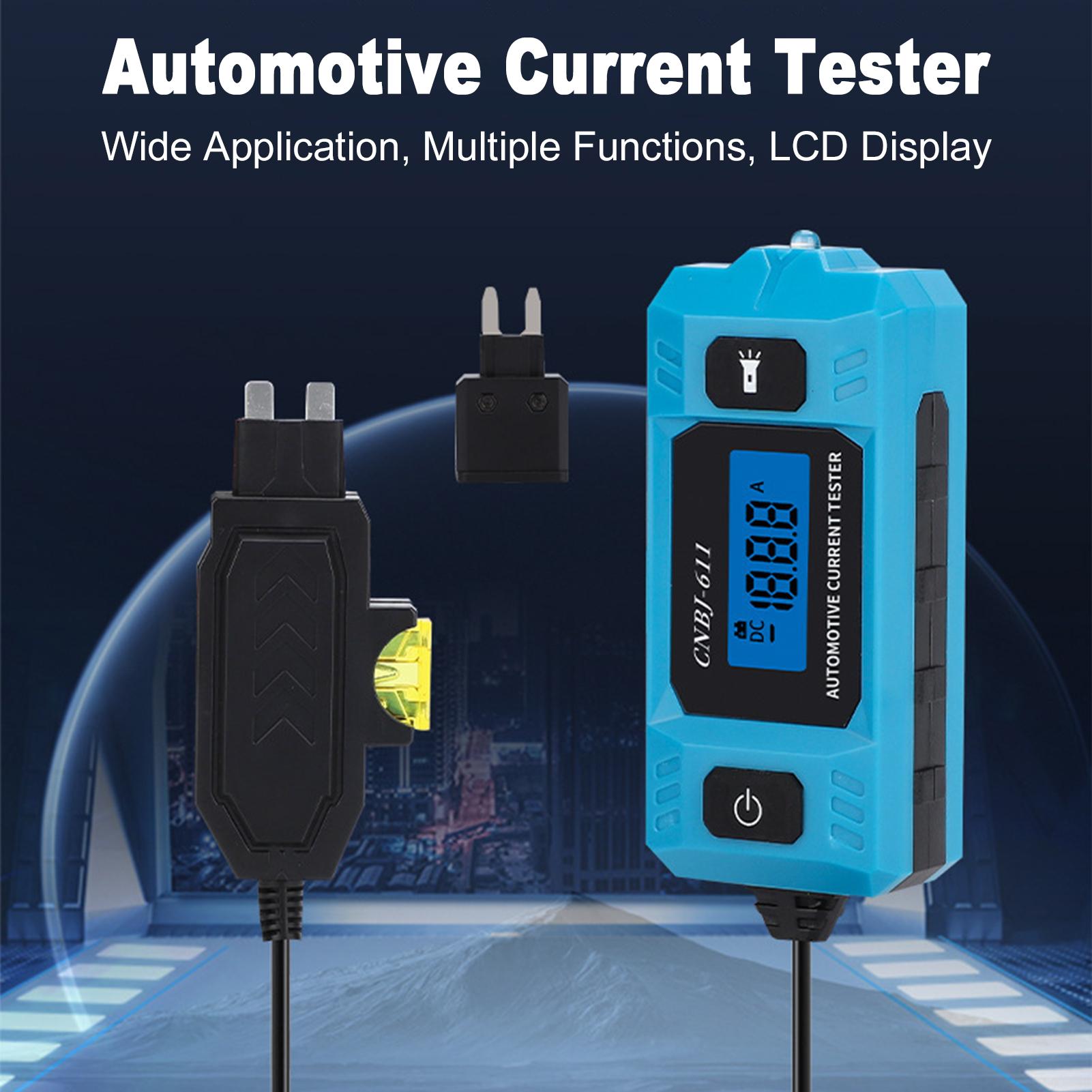 Portable Car Fuse Tester, Automotive Fuse Current Diagnostic Tool with LCD Backlight Display and LED Lighting