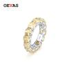 OEVAS Full 5*5mm High Carbon Diamond Wedding Rings S925 Silver Plated Gold for Women Eternity Ring Party Fine Jewelry Gift