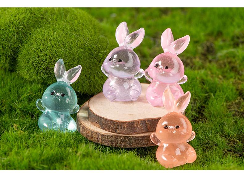 Adorable Cartoon Glow-in-the-dark Resin Rabbit Decorative Figurine For Desk