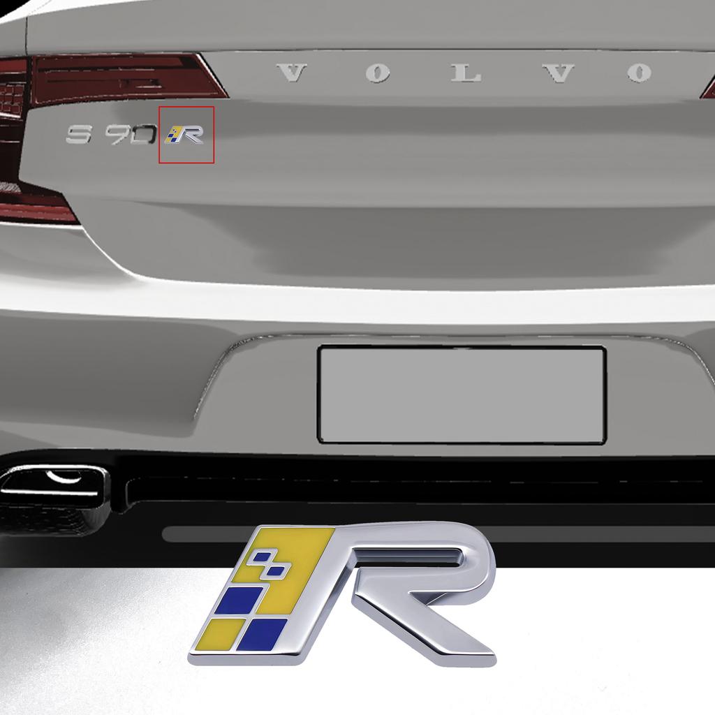 3D Metal Chrome R Design AWD Emblem Sweden Flag Moose Deer Rear Trunk Fender Side Badge Sticker For V40 XC60 XC90 C30 V60