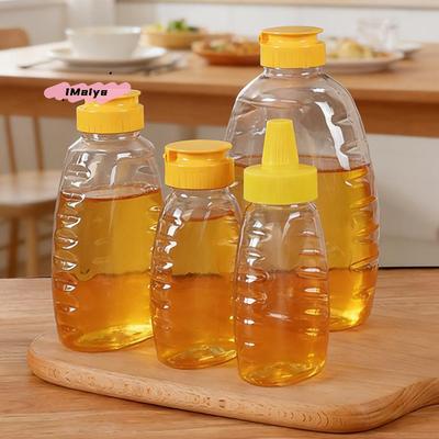1Pc Plastic Honey Squeeze Bottle Portable Salad /Oil Dispensers Flip Cap Refillable Condiment Leak Proof Squeezable Bottle