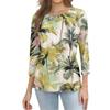 Women's Fashionable Casual Round Neck Three-Quarter Sleeve Printed T-Shirt Top