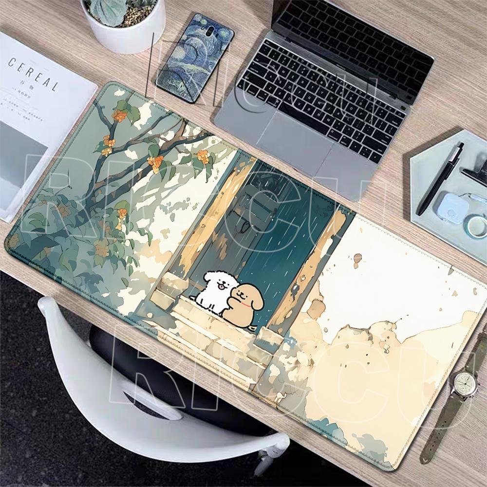 Kawaii Vonal Kutyás Egérpad Nagy Játékos PC Számítógép Játékos Billentyűzet Zárt Szélű Szőnyegek Puha Gumi Szőnyegek Csúszásmentes Szőnyeg Ingyenes Szállítás