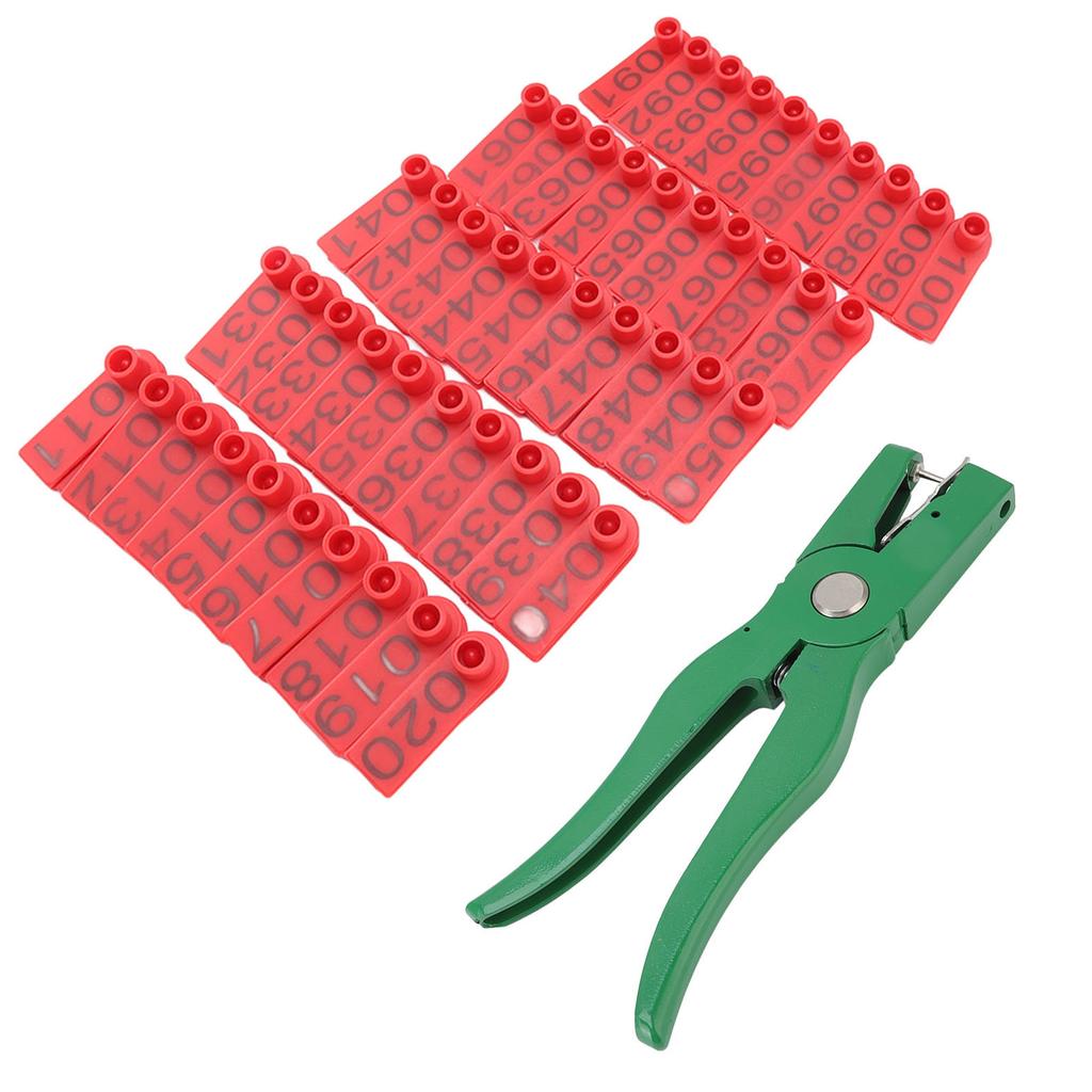 Ear Tag Plier Professional Animal Ear Tag Applicator with Ear Tags for Livestock Breeding